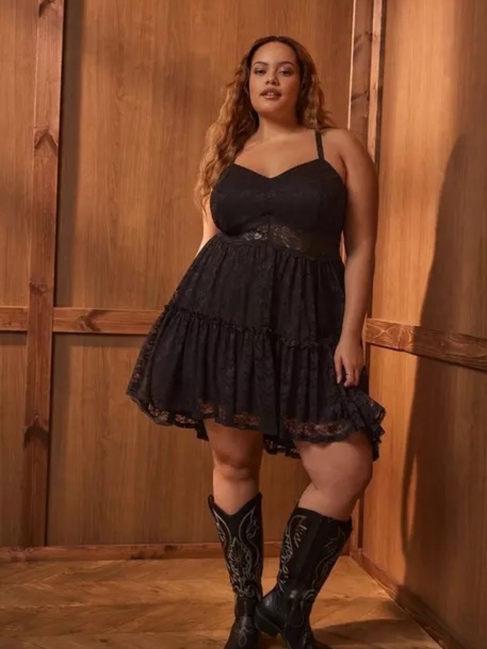 Festi Mesh Lace Hi-Low Dress Black 00